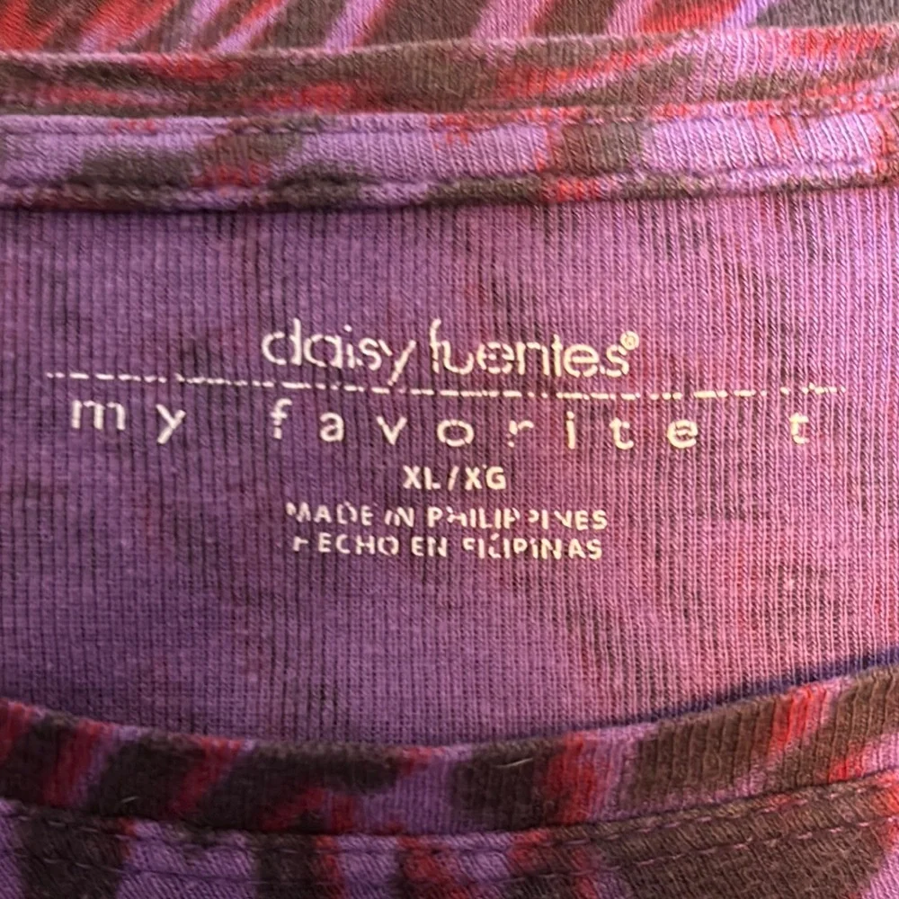 Daisy Fuentes Purple Black Relaxed Long Sleeve Tunic - Picture 2 of 4